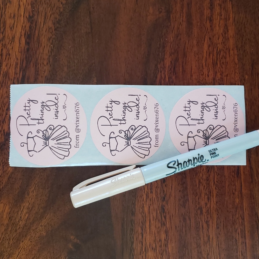 Set 50 CUSTOM Sticker 2" Large Round PRETTY THINGS INSIDE - Picture 4 of 4
